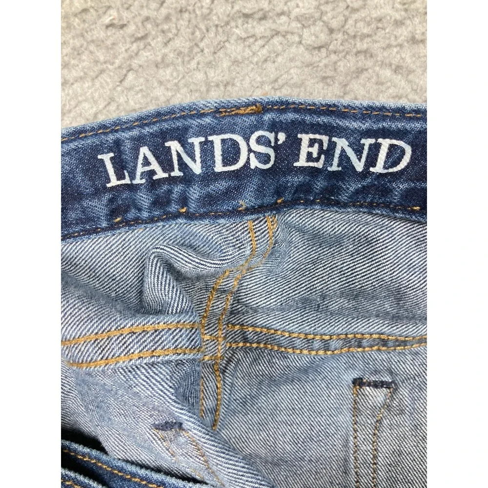 Lands' End Jeans Mens 37x27 Blue Straight Traditional Fit Elastic Stretch‎ Waist